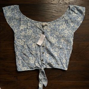 American Eagle Floral Off The Shoulder Crop Top Small NWT